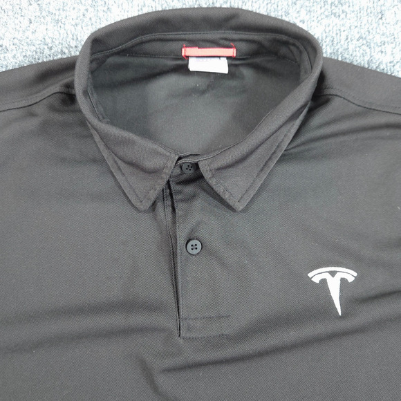 Tesla Motors Men's Polo Shirt Size 2XL XXL Black Short Sleeve Logo Classic